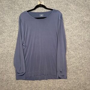Lands end Shirt Womens 2X XXL Blue Long Sleeve Stretch Crewneck Normcore Capsule